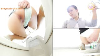 Japanese teens with hairy pussy pooping in public bathroom