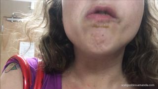 Public toilet poop eating