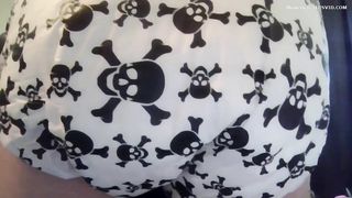 Panty pooping in new shorts