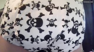 Panty pooping in new shorts