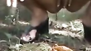 (LOW QUALITY) Naked Brazilian Redhead Piss and Shit Outdoors