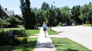 Sexy girl out jogging has an explosive case of diarrhea