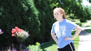 Sexy girl out jogging has an explosive case of diarrhea