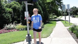 Sexy girl out jogging has an explosive case of diarrhea