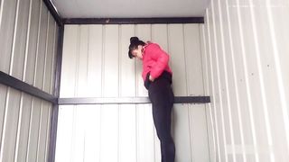 Some girls on a dry toilet