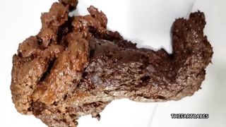 Squating huge poop out of tight ass