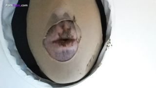The girl pooped her slave in the mouth