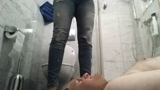 Hot ass babe pooped in the mouth of her slave