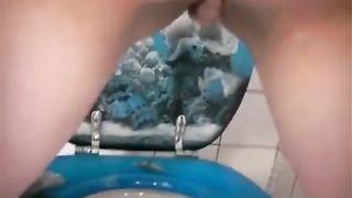 Sweet chubby ass poop in closeup