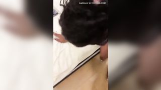 Ebony babe taste her own shit while giving blowjob