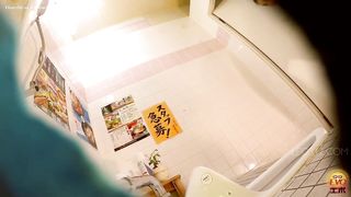 Wasted girls having diarrhea in the toilet