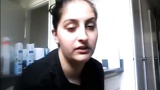 Woman shows her poops in the toilet