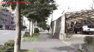 Hot ass Japanese chick pooping near a house