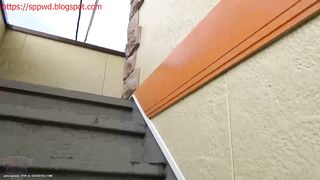 Hot ass Japanese chick pooping near a house