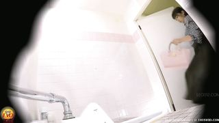 Mature lady having soft runny poop while being watched from spy cam