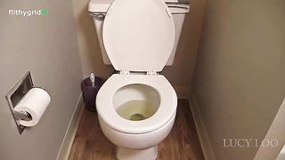 Gorgeous big tits milf pooping in the toilet