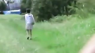 Outdoors pooping accident with Japanese girl