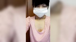 Chick in corona mask pooping at home