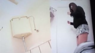 Cute Japanese chick with hairy pussy pooping in the toilet