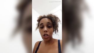 Ebony milf showing her fresh shit in the toilet