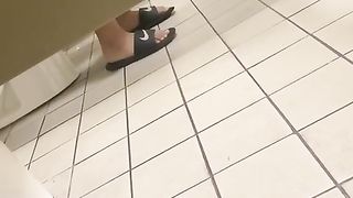 Girl pooping in the toilet
