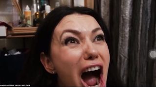 Watch brunette babe takes shit