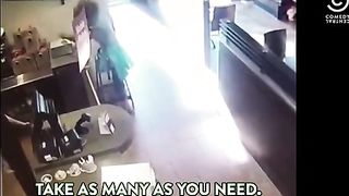 Angry girl shit in restaurant