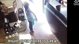 Angry girl shit in restaurant