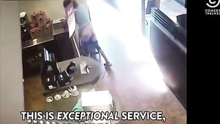 Angry girl shit in restaurant