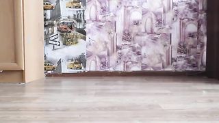 Brunette chick pooping on the floor