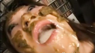 Japanese chick eating shit and cum