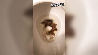 Bbw finally releases in the toilet bowl