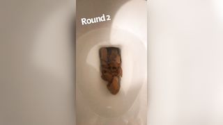 Bbw finally releases in the toilet bowl