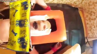 Scat domina degrades her slave to be less then a toilet.