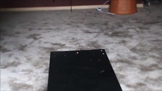 Fat hairy woman piss on a glass and shit on a plate