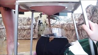 Femdom has a big pile of hot fresh shit for her toilet slave