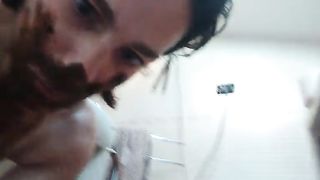 Ugly milf playing with shit covered baseball