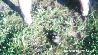 Girl eats her own shit out of a bowl