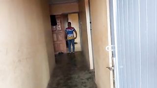 Curvy ebony lady has to push very hard