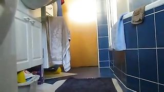 Curvy blonde milf pooping and eating in the toilet