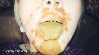 Smelly bitter diarrhea and cock juice swallowing