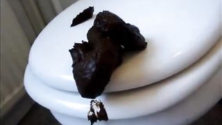 Girl shitting through the blue jeans and tramples with her feet