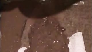 Mature woman shitting diarrhea on the floor
