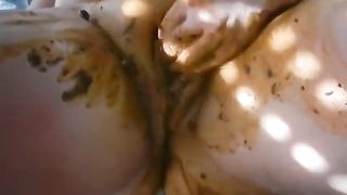Slutty bbw wife rubbing her pussy with shit