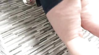 Slut fucking her shitty ass with huge dildo