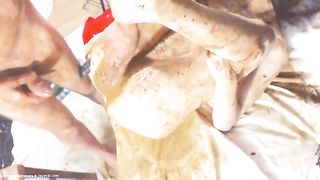 Shit smeared babe getting hammered by thick cock
