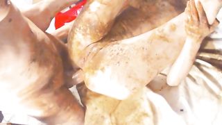 Shit smeared babe getting hammered by thick cock