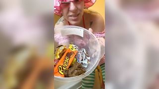 PAWG eats way to much chocolate