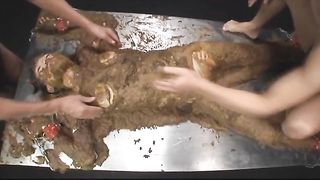 Japanese slave gets shit covered in gangbang