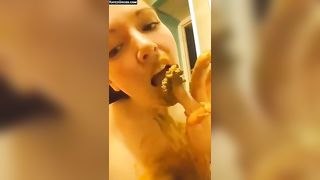 Sexy chick enjoying her tasty poop